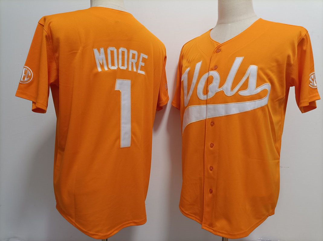 T.Volunteers #1 Christian Moore Orange Stitched American College Jerseys - Main View