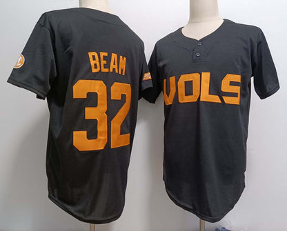 T.Volunteers #32 Drew Beam Black Pullover Cooperstown Stitched American College Jerseys - Main View