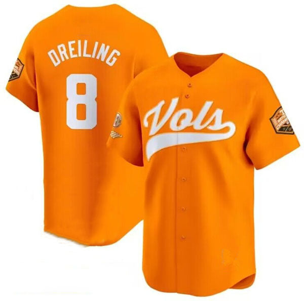 T.Volunteers #8 Dylan Dreiling Orange 2024 Champions Vapor Limited Baseball Stitched American College Jerseys - Main View