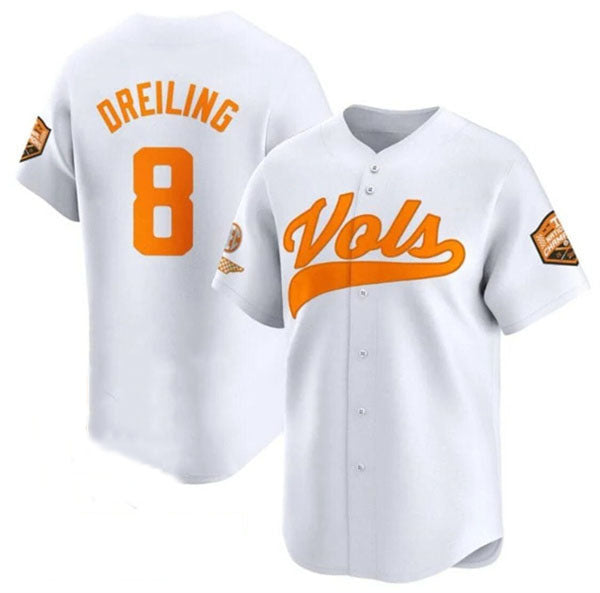 T.Volunteers #8 Dylan Dreiling White 2024 Champions Vapor Limited Stitched American College Jerseys - Main View