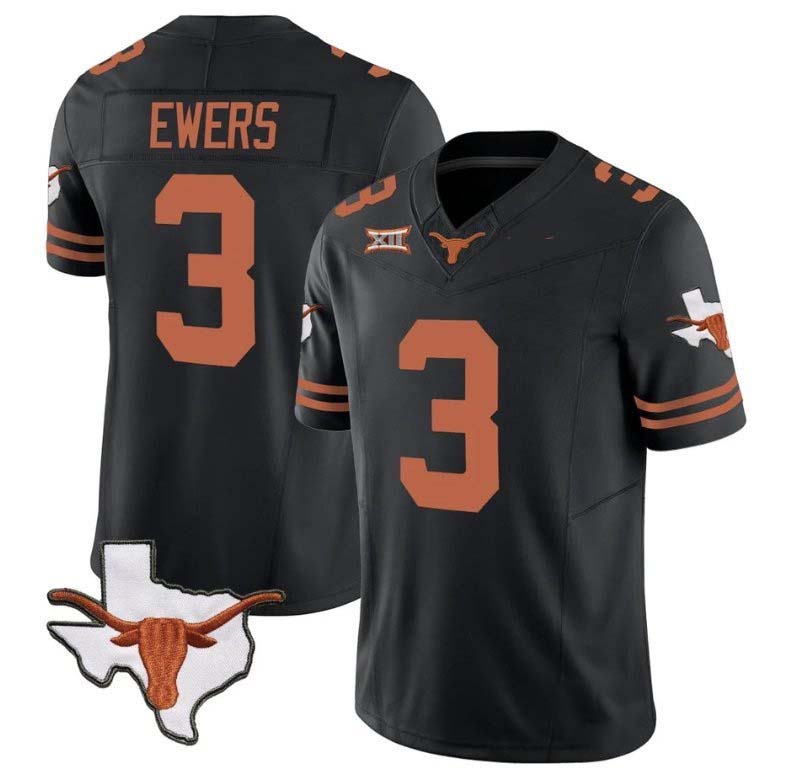 T.Longhorns #3 Quinn Ewers Vapor Limited Football Black Stitched American College Jerseys - Main View
