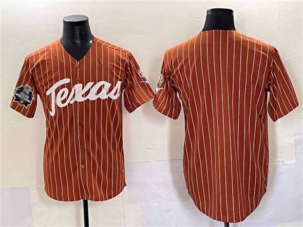 T.Longhorns Blank Orange Pinstripe 2025 World Series Stitched American College Jerseys - Main View