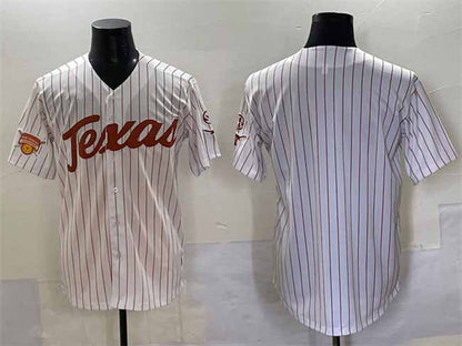 T.Longhorns Blank White Pinstripe 2025 Softball National Champions Stitched American College Jerseys - Main View