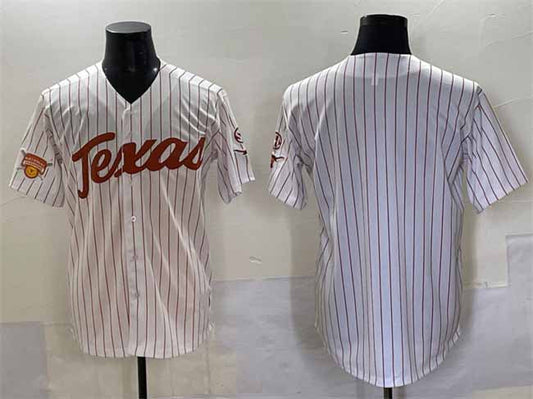 T.Longhorns Blank White Pinstripe 2025 Softball National Champions Stitched American College Jerseys - Main View
