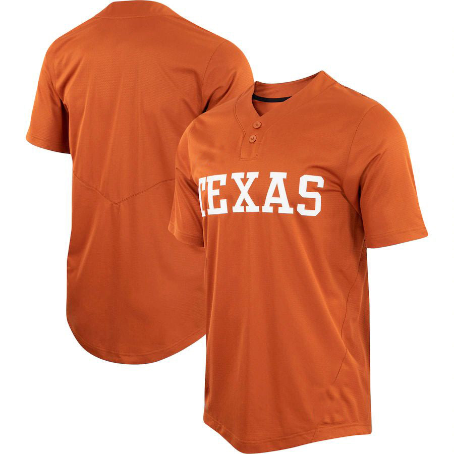 T.Longhorns Unisex Two-Button Replica Softball Jersey Texas Orange Stitched American College Jerseys - Main View