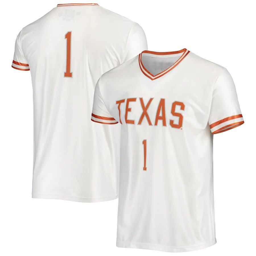 #1 T.Longhorns Original Retro Brand Basketball Jersey White Stitched American College Jerseys - Main View