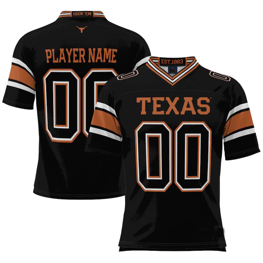 Custom T.Longhorns ProSphere NIL Pick-A-Player Football Jersey Black Stitched American College Jerseys - Main View