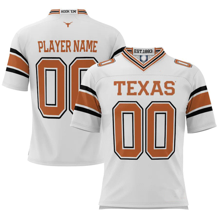 Custom T.Longhorns ProSphere Youth NIL Pick-A-Player Football Jersey White Stitched American College Jerseys - Main View