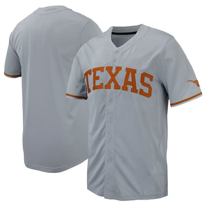 T.Longhorns Replica Full-Button Baseball Jersey - Gray American College Jerseys - Main View