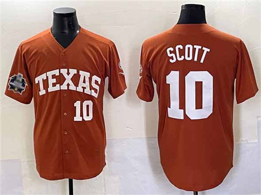 T.Longhorns #10 Mia Scott Orange 2025 World Series Stitched American College Jerseys - Main View