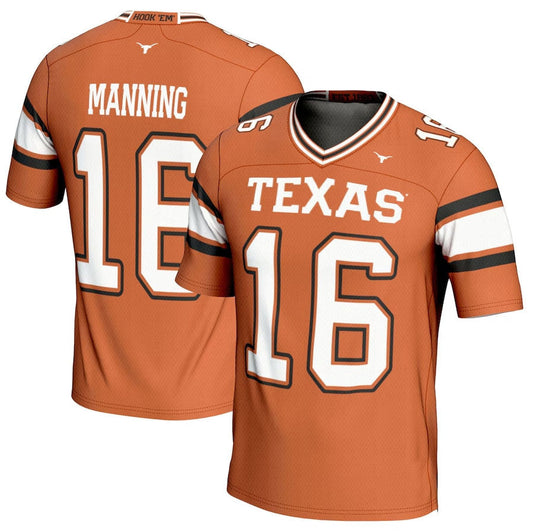 T.Longhorns #16 Arch Manning GameDay Greats NIL Player Football Jersey - Texas Orange American College Jerseys - Main View