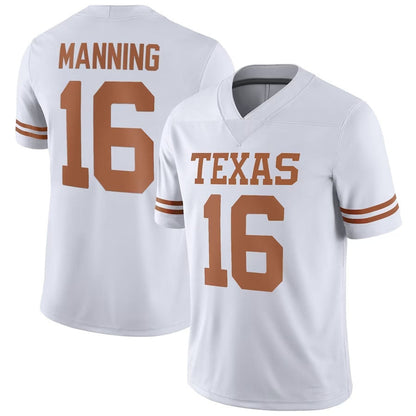 T.Longhorns #16 Arch Manning NIL Replica Football Jersey - White American College Jerseys - Main View
