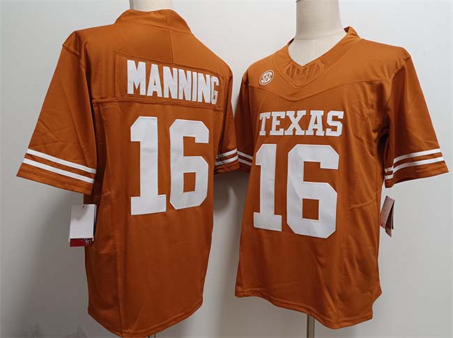 T.Longhorns #16 Arch Manning Orange F.U.S.E Stitched American College Jerseys - Main View
