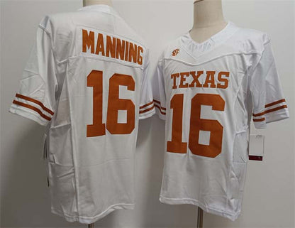 T.Longhorns #16 Peyton Manning White F.U.S.E Stitched American College Jerseys - Main View