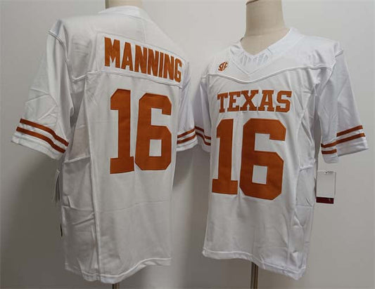 T.Longhorns #16 Peyton Manning White F.U.S.E Stitched American College Jerseys - Main View