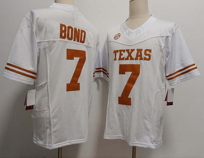 T.Longhorns #7 Isaiah Bond White FUSE Stitched American College Jerseys - Main View