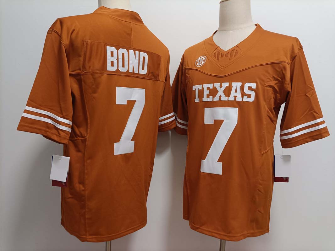 T.Longhorns #7 Isaiah Bond Yellow FUSE Stitched American College Jerseys - Main View