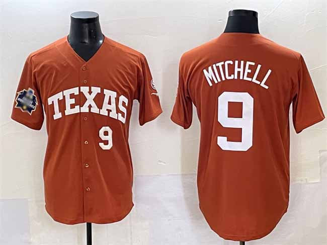 T.Longhorns #9 Joley Mitchell Orange 2025 World Series Stitched American College Jerseys - Main View