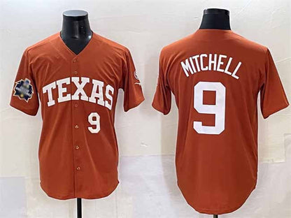 T.Longhorns #9 Joley Mitchell Orange 2025 World Series Stitched American College Jerseys - Main View
