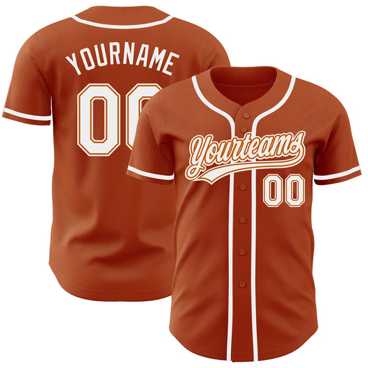 Custom Texas Orange White Authentic Baseball Jersey - Main View