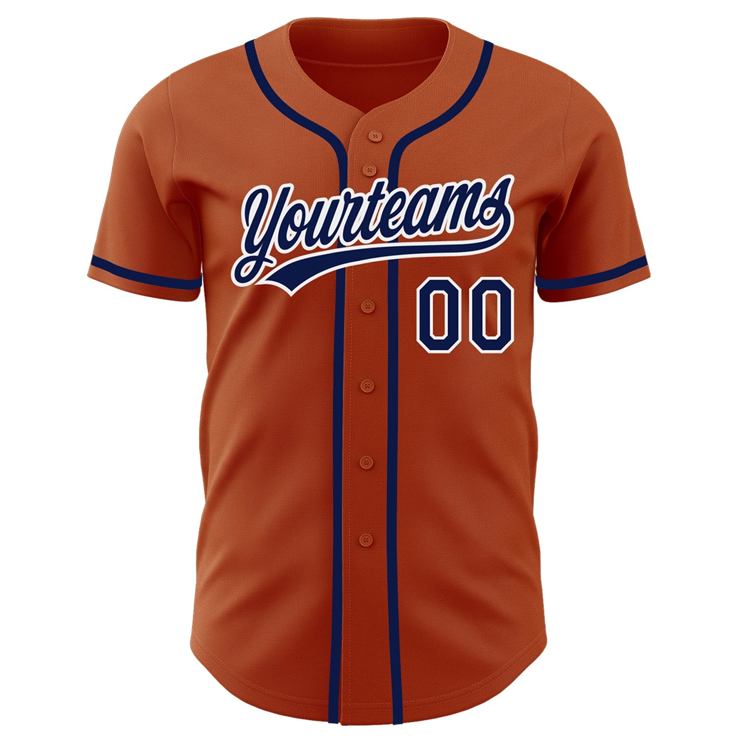 Custom Texas Orange Navy-White Authentic Baseball Jersey view 2