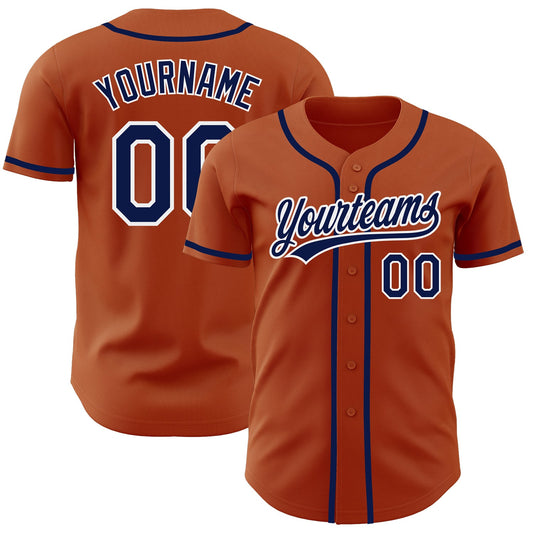 Custom Texas Orange Navy-White Authentic Baseball Jersey - Main View