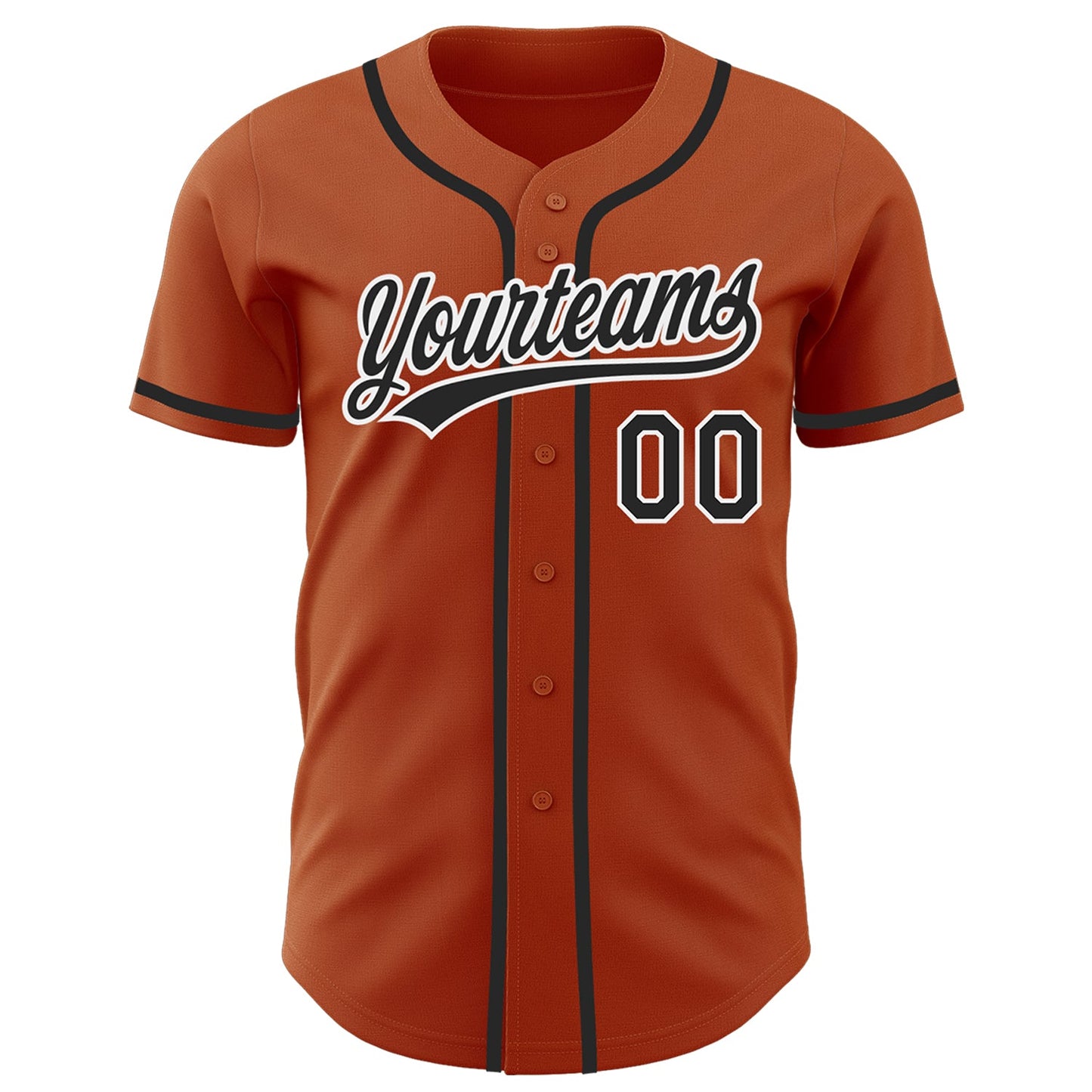 Custom Texas Orange Black-White Authentic Baseball Jersey view 2