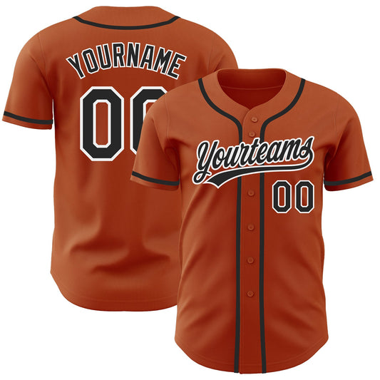 Custom Texas Orange Black-White Authentic Baseball Jersey - Main View