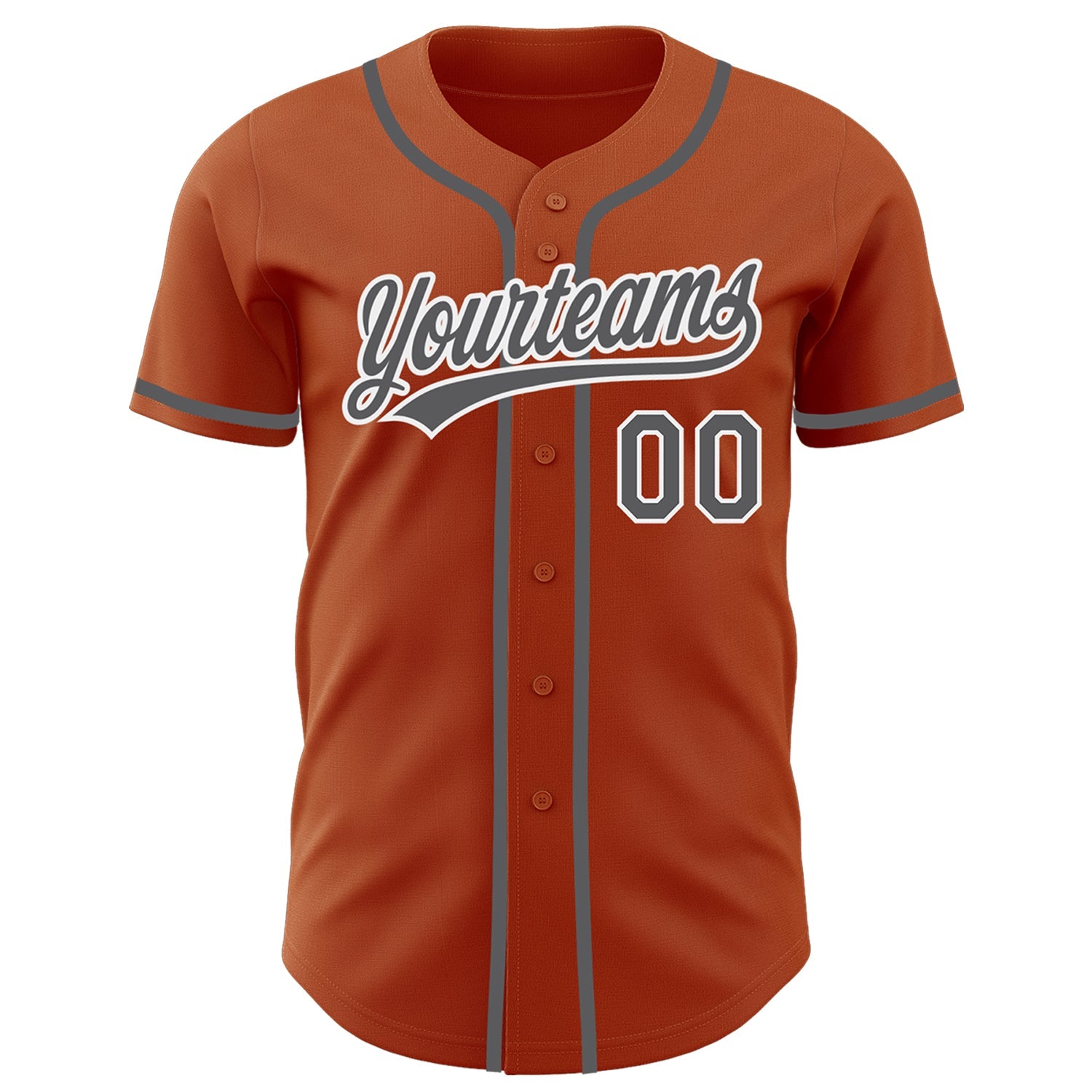 Custom Texas Orange Steel Gray-White Authentic Baseball Jersey view 2