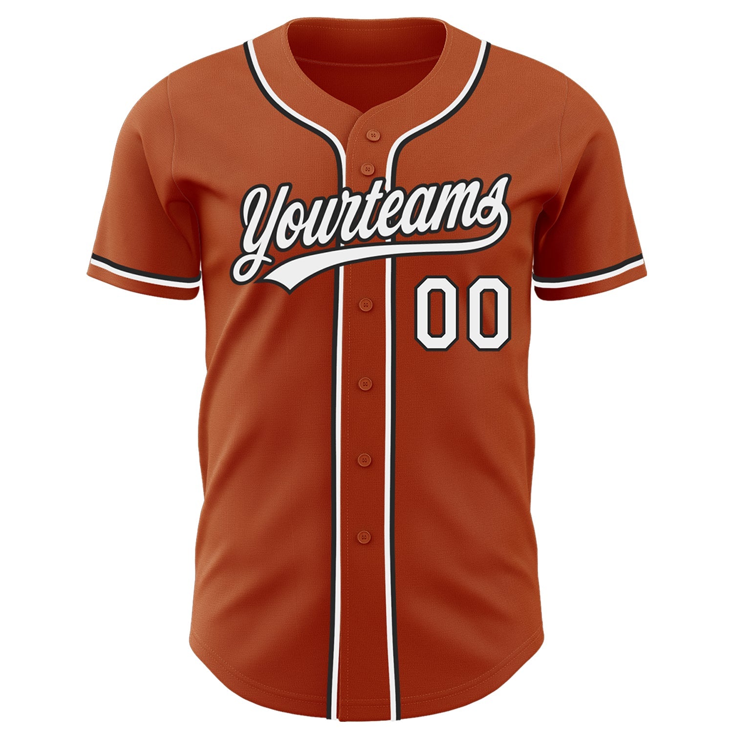 Custom Texas Orange White-Black Authentic Baseball Jersey view 2