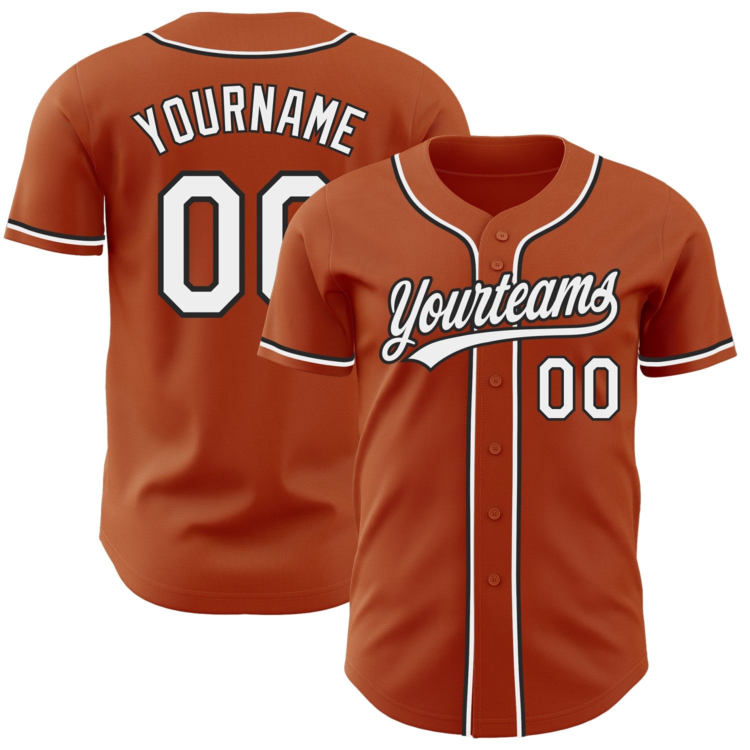 Custom Texas Orange White-Black Authentic Baseball Jersey - Main View
