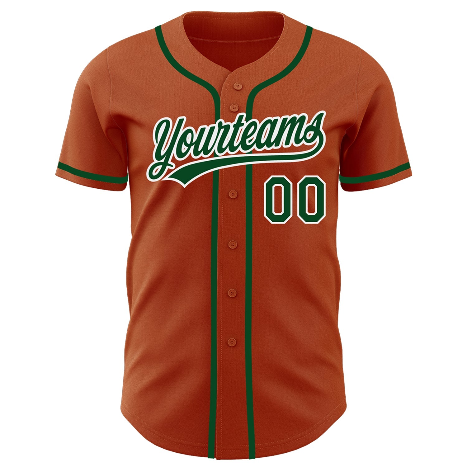 Custom Texas Orange Green-White Authentic Baseball Jersey view 2