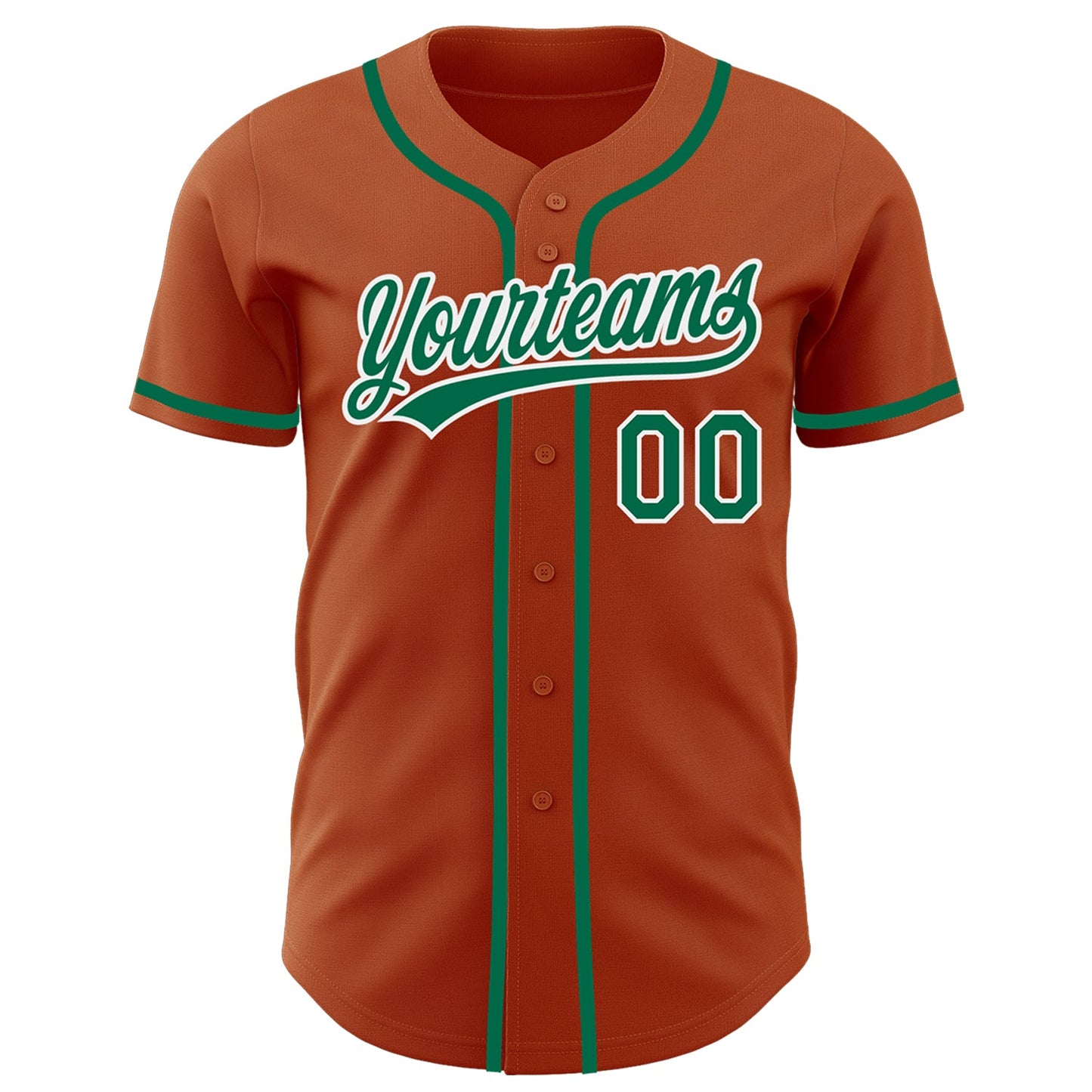 Custom Texas Orange Kelly Green-White Authentic Baseball Jersey view 2