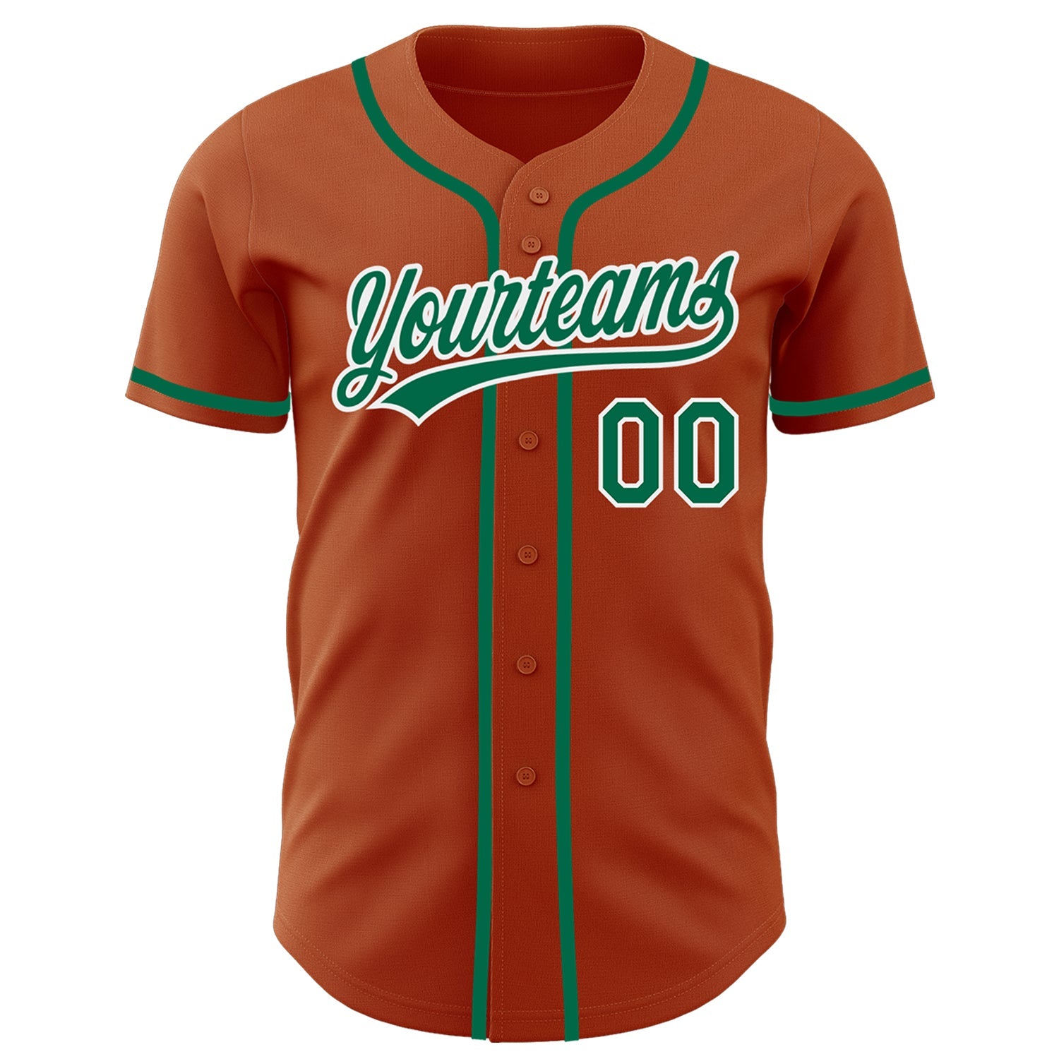 Custom Texas Orange Kelly Green-White Authentic Baseball Jersey view 2