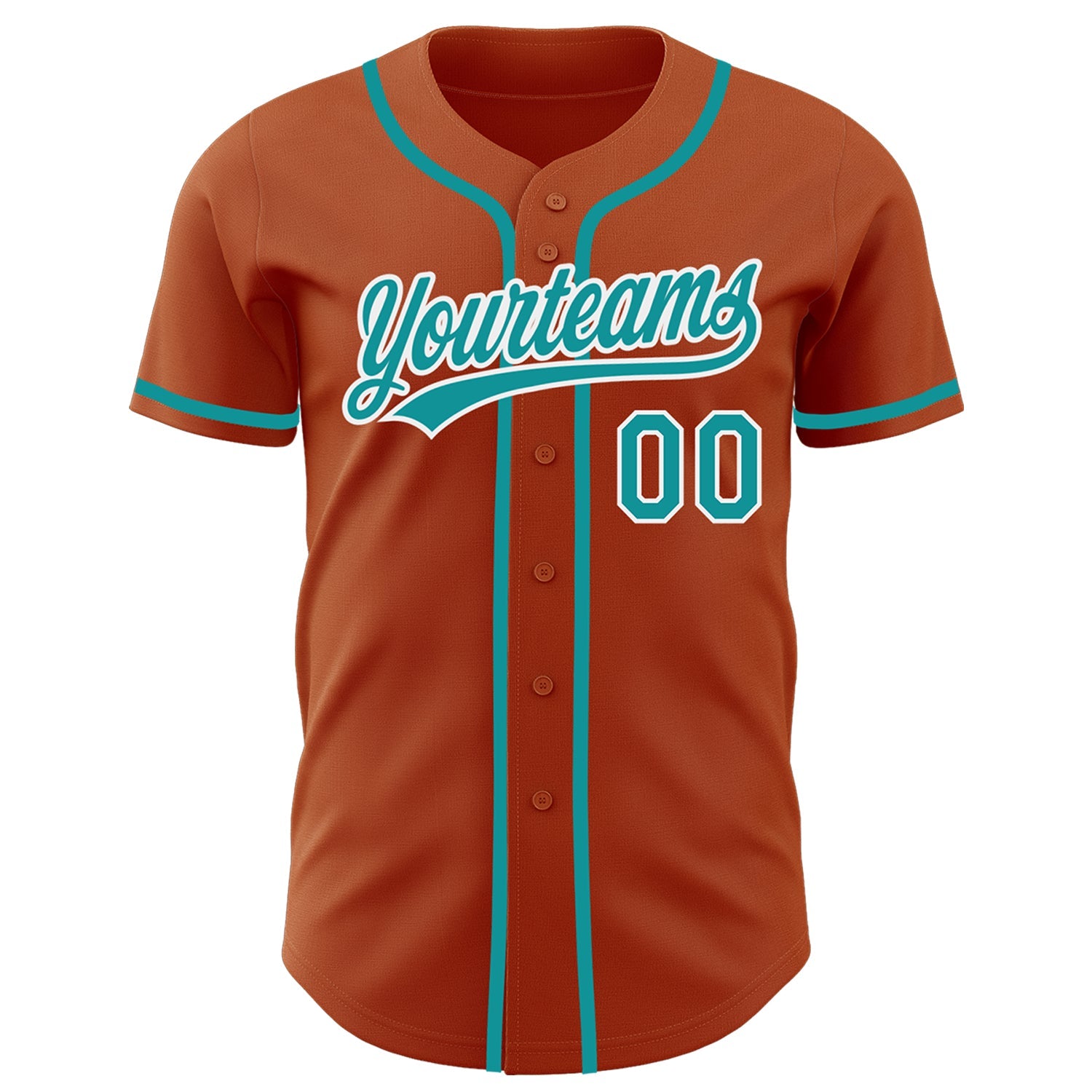 Custom Texas Orange Teal-White Authentic Baseball Jersey view 2