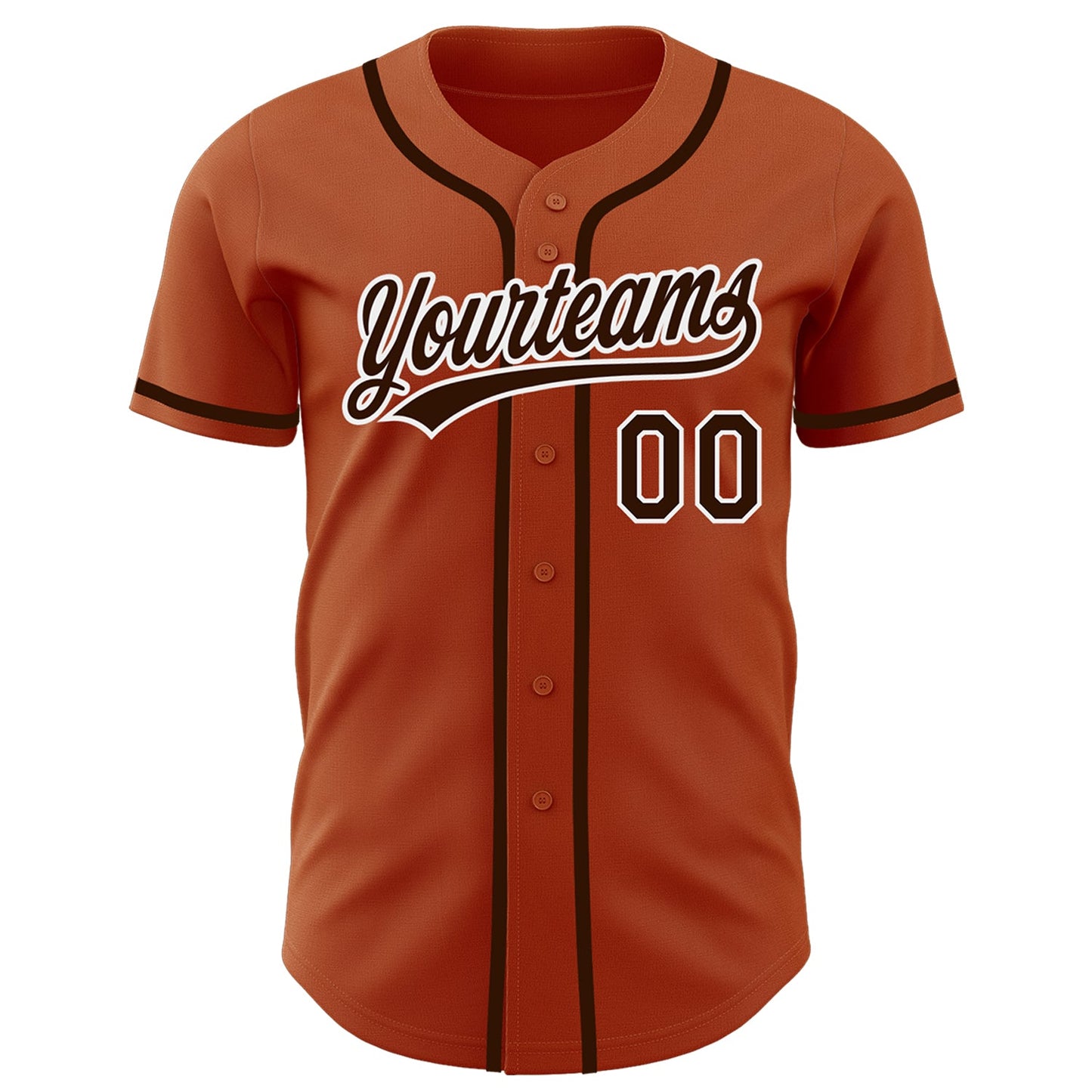 Custom Texas Orange Brown-White Authentic Baseball Jersey view 2