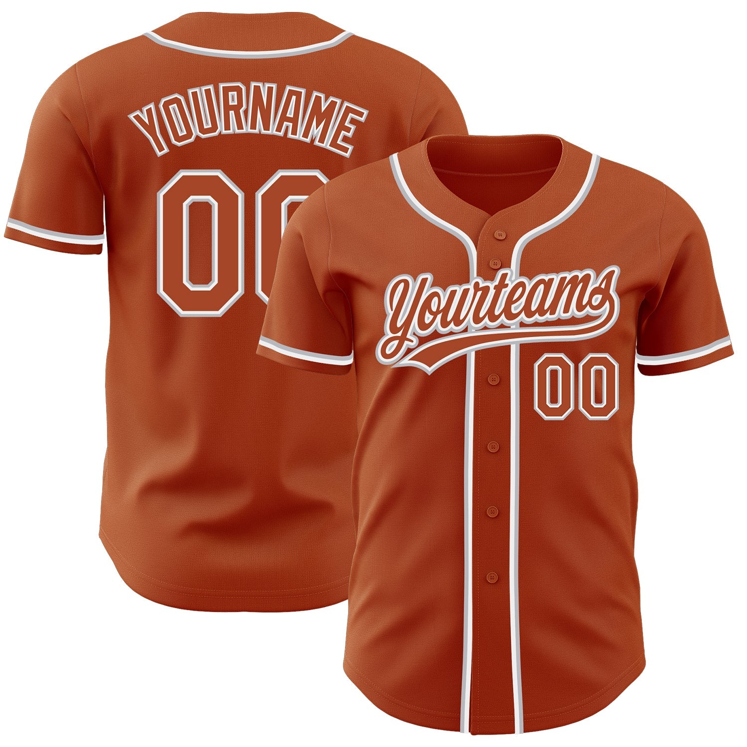 Custom Texas Orange White-Gray Authentic Baseball Jersey - Main View