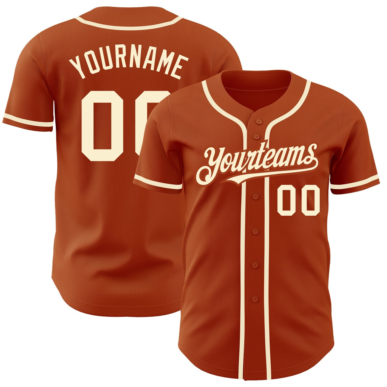 Custom Texas Orange Cream Authentic Baseball Jersey - Main View