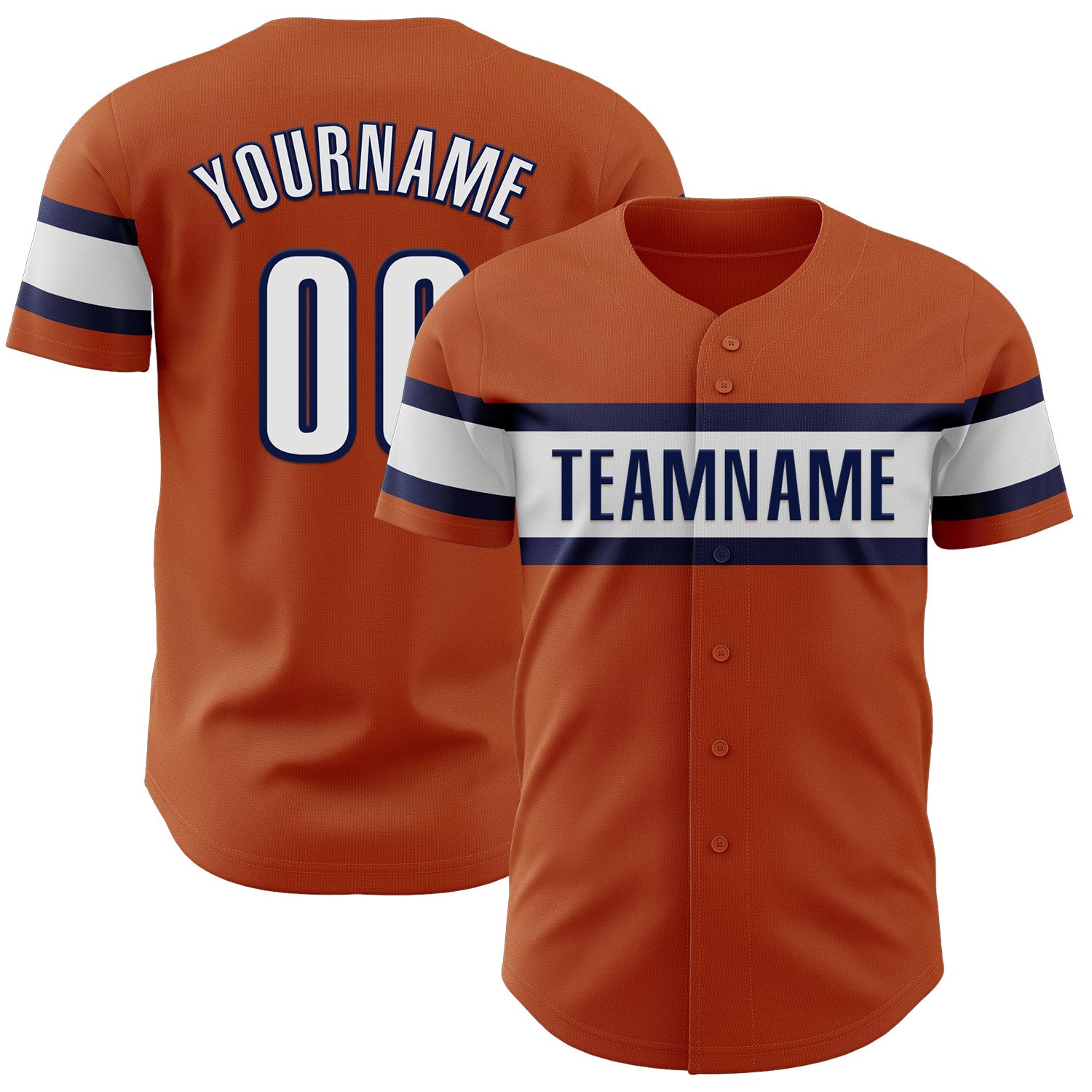 Custom Texas Orange White-Navy Authentic Baseball Jersey - Main View