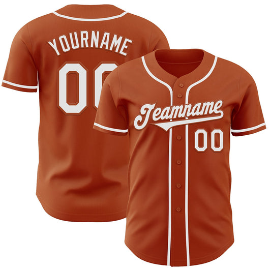 Custom Texas Orange White Authentic Baseball Jersey - Main View