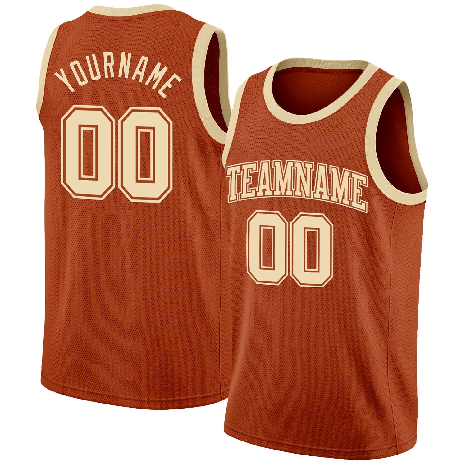 Custom Texas Orange Cream Authentic Basketball Jersey - Main View