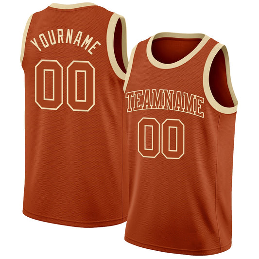 Custom Texas Orange Cream Authentic Basketball Jersey - Main View