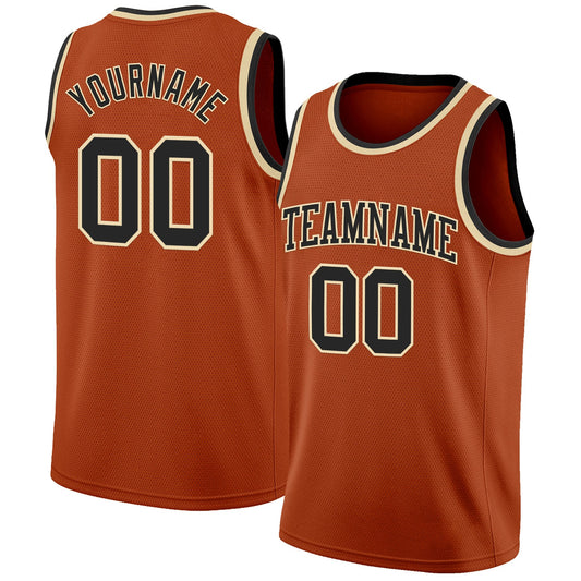 Custom Texas Orange Black-Cream Authentic Basketball Jersey - Main View