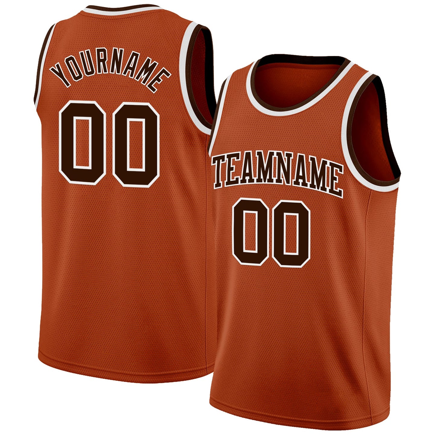 Custom Texas Orange Brown-White Authentic Basketball Jersey - Main View