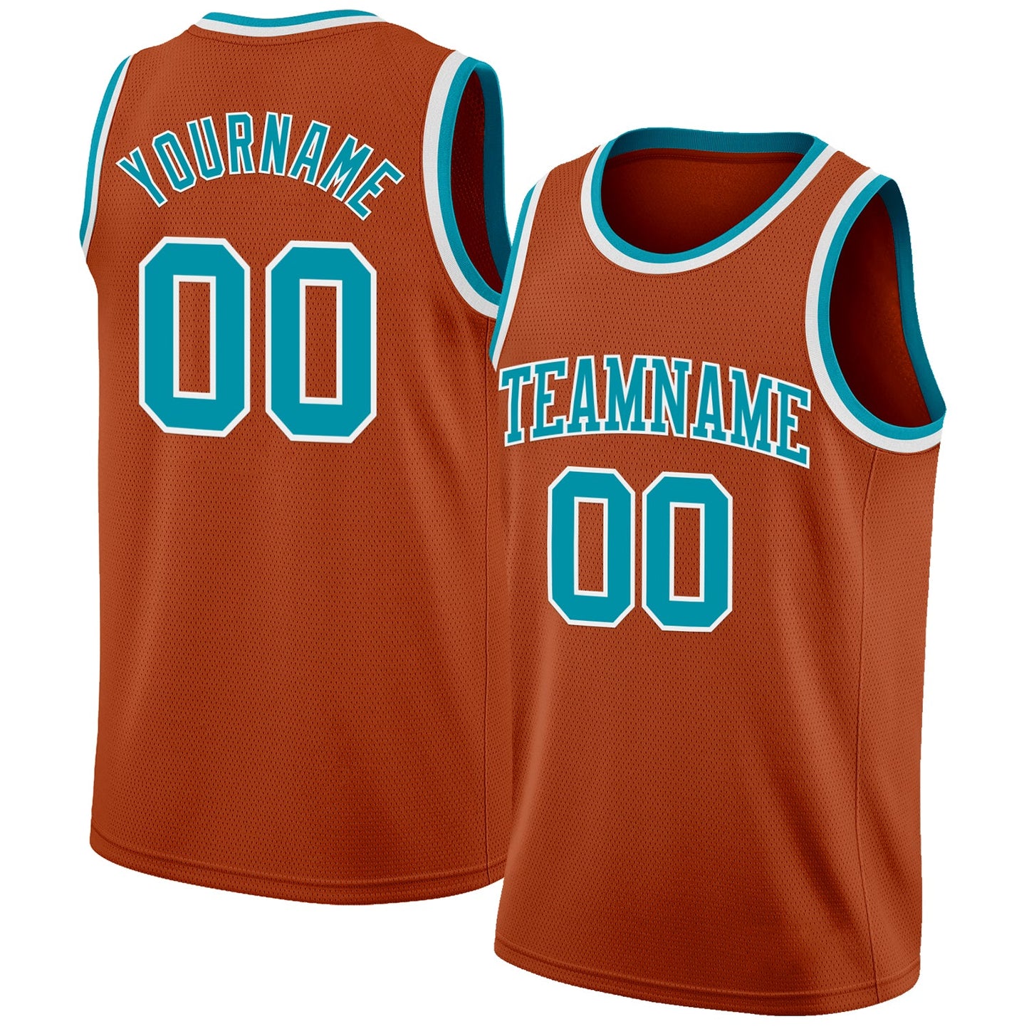 Custom Texas Orange Teal-White Authentic Basketball Jersey - Main View