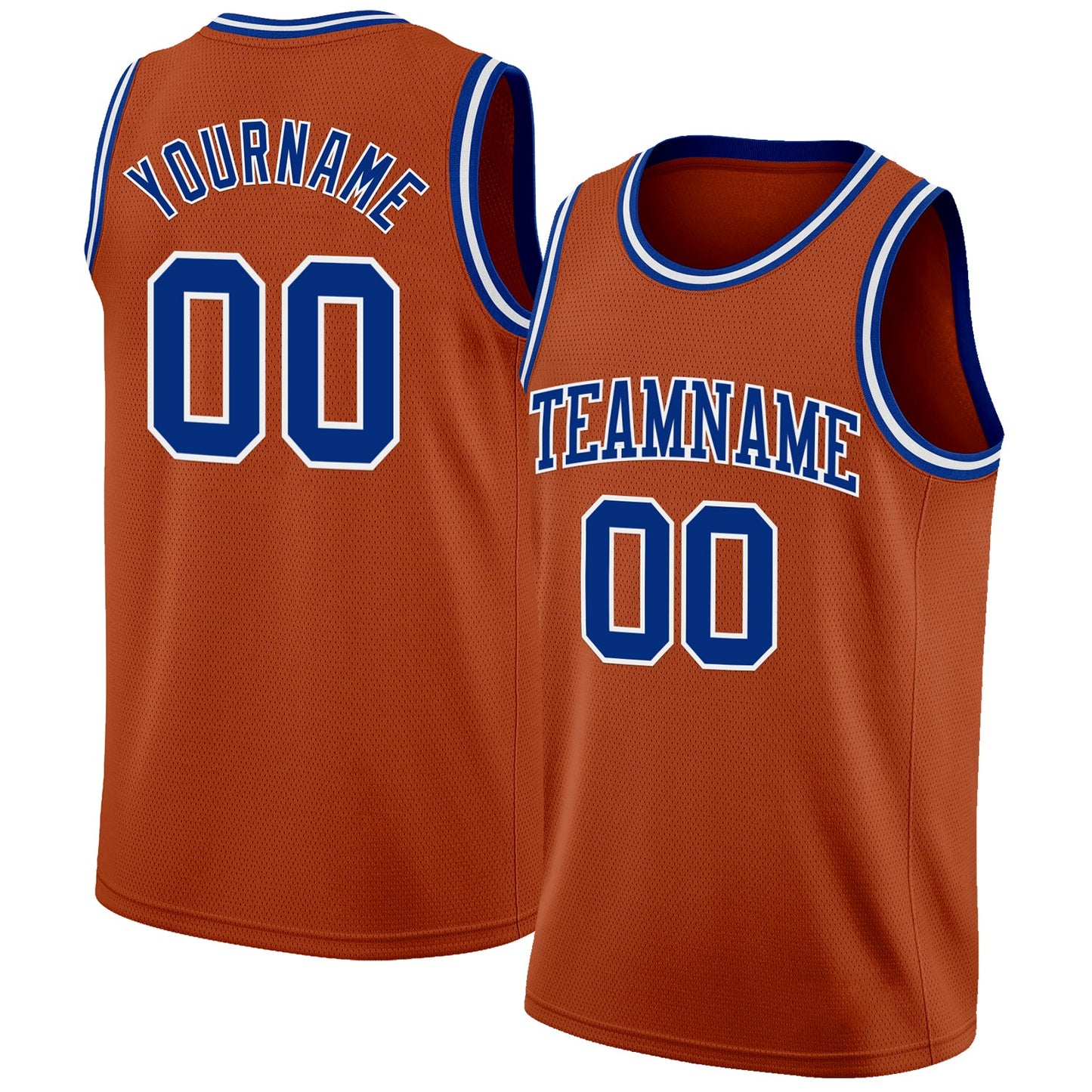 Custom Texas Orange Royal-White Authentic Basketball Jersey - Main View