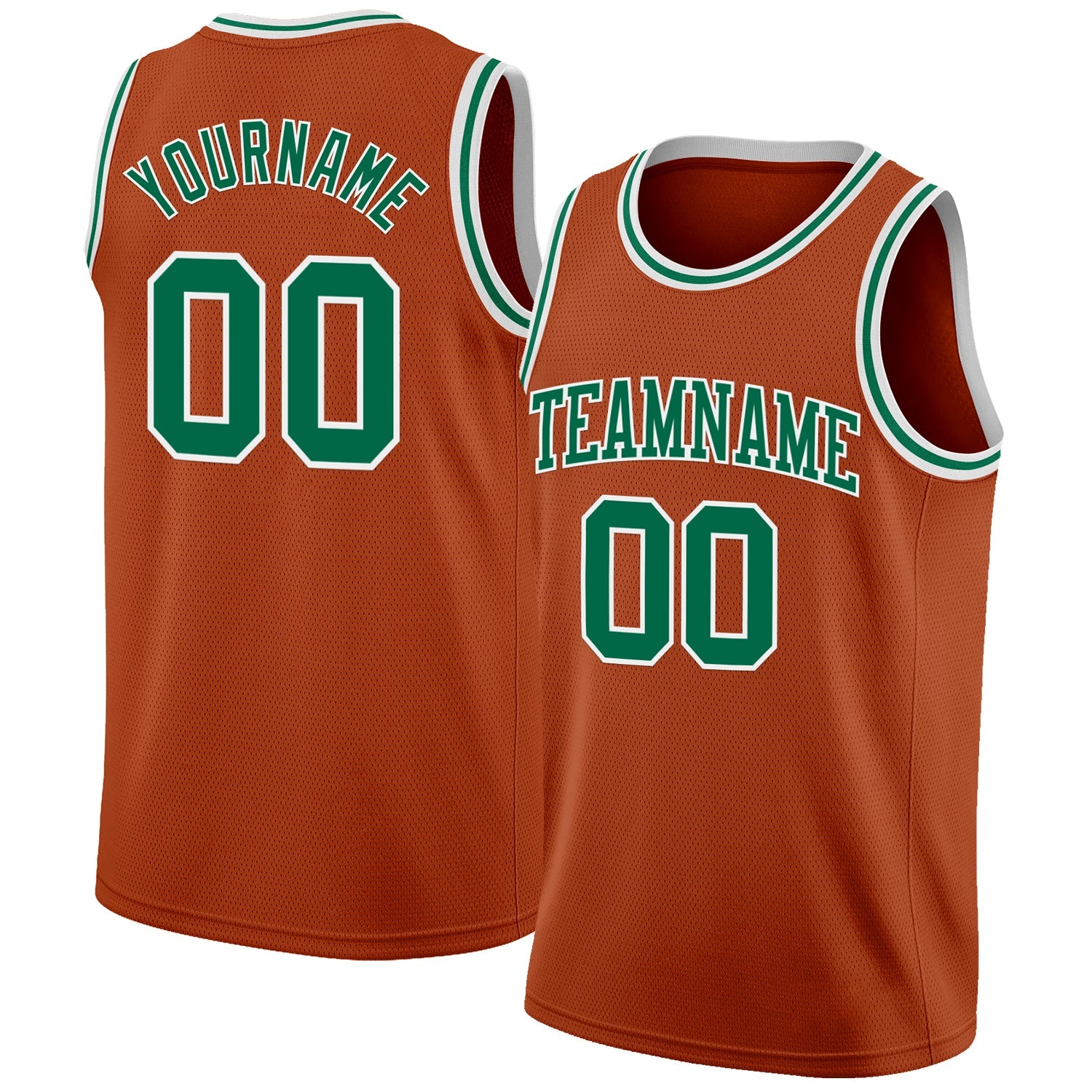 Custom Texas Orange Kelly Green-White Authentic Basketball Jersey - Main View