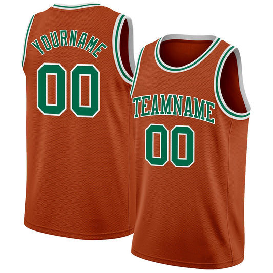 Custom Texas Orange Kelly Green-White Authentic Basketball Jersey - Main View