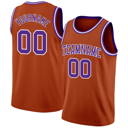 Custom Texas Orange Purple-White Authentic Basketball Jersey - Main View