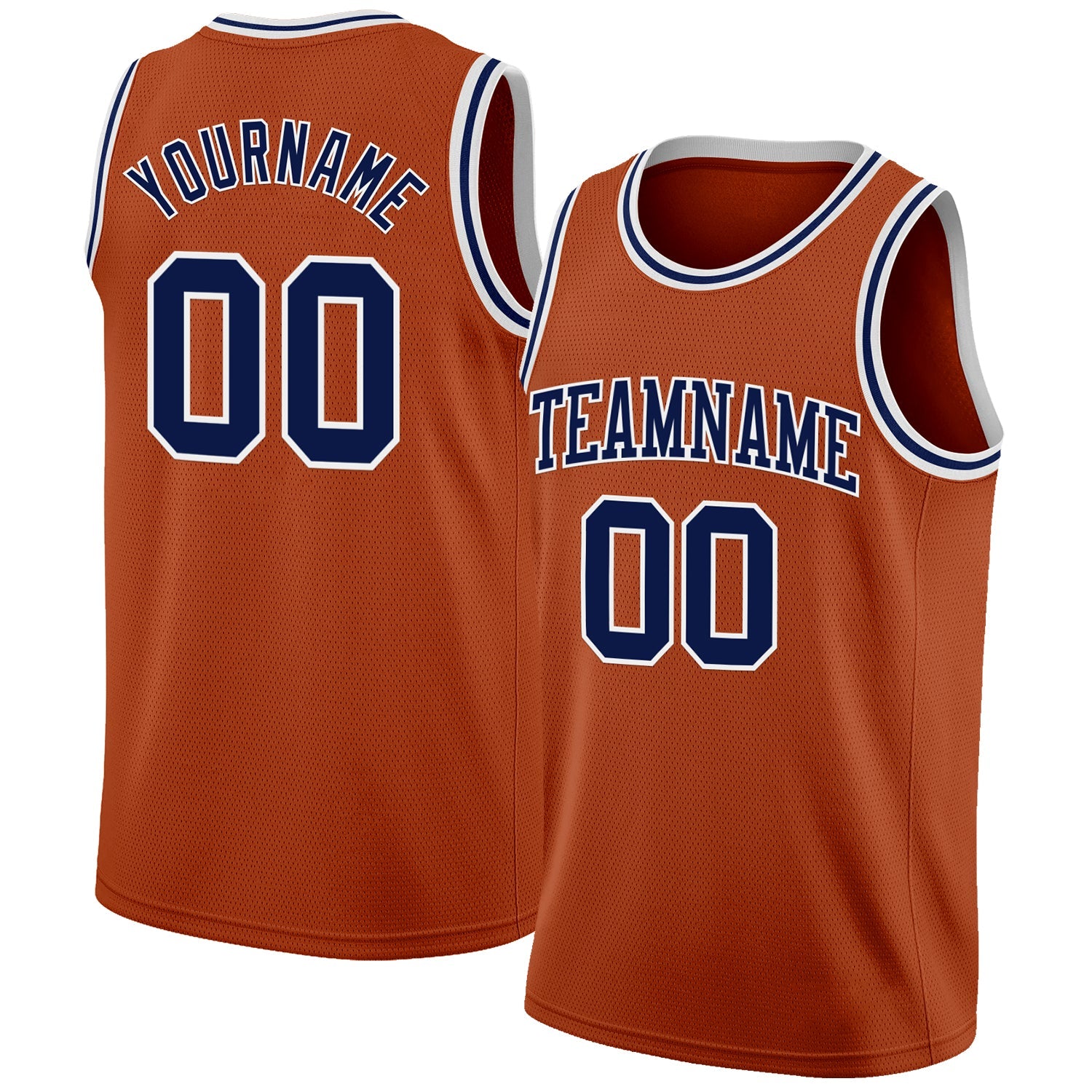 Custom Texas Orange Navy-White Authentic Basketball Jersey - Main View